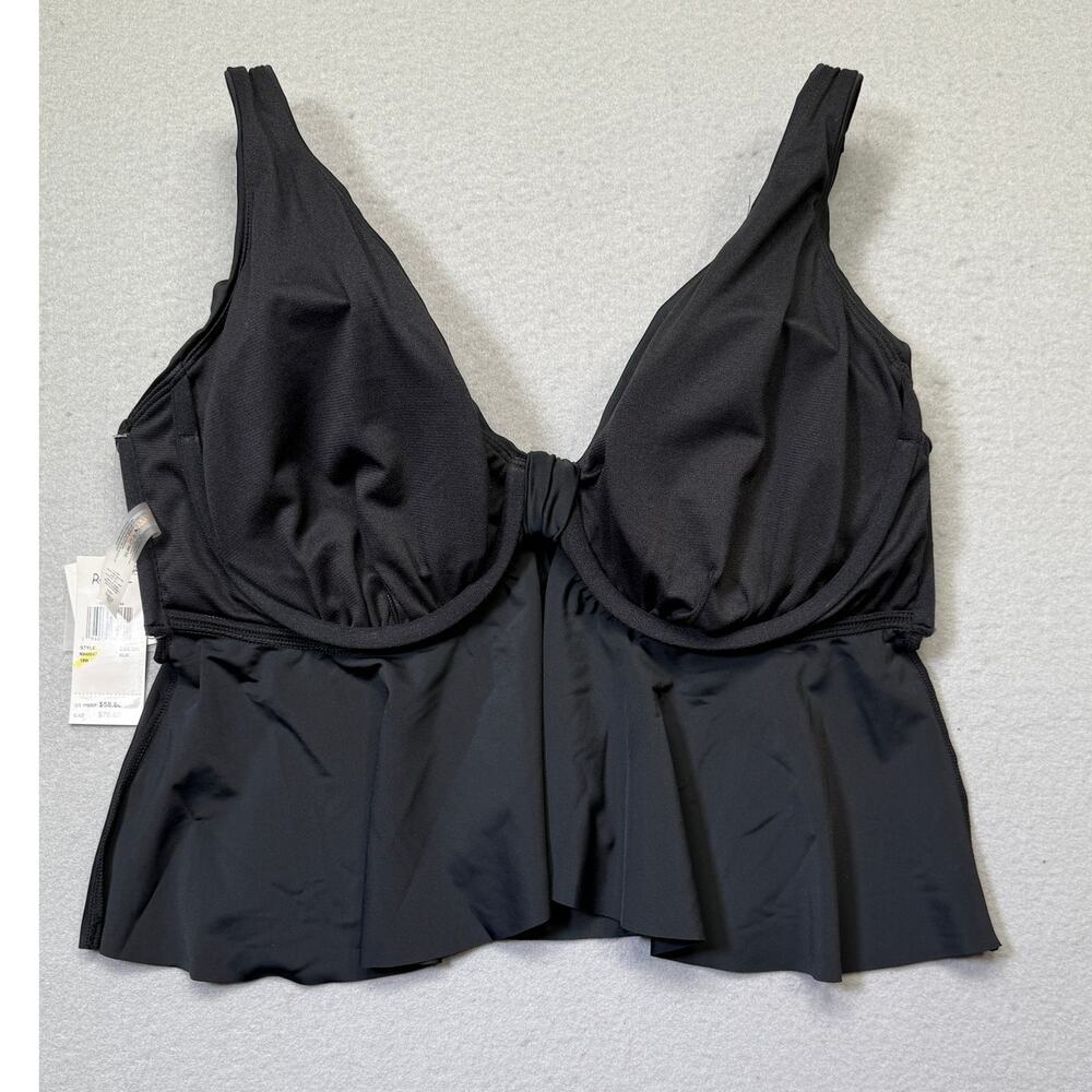 Raisins Curve Trendy Plus Topanga Ruffle-Trim Bikini Top black 18W $58 - Picture 4 of 11